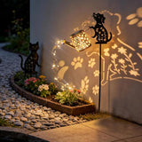 Outdoor Solar Dog Garden Decorative,Solar Watering Can with Light, Featuring Metal Dog Statue Silhouette Stake, Day | Lumora