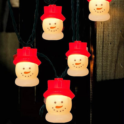 Christmas Snowman String Lights , 8.5Ft Christmas Decorations String Lights Indoor with 10 Cute Snowman Head Lights, Hanging Snowman Fairy Lights UL Listed for Outdoor Christmas Holiday Party Decor