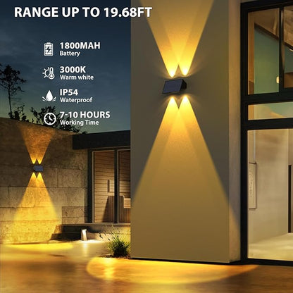 Solar Fence Lights,6Pack Warm White Up & Down Solar Wall Lights Waterproof 100 Lumens Dusk to Dawn Solar Powered Fence Light for Yard Garden Garage Pools House Deck Porch