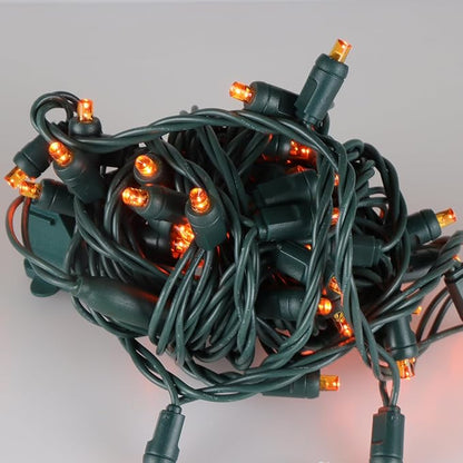 50 LED 5MM Orange Christmas Lights, 17FT Indoor/Outdoor String Light, Mini Lights for Garden, Patio, Christmas Trees - Green Wire, Commercial Grade, UL Listed