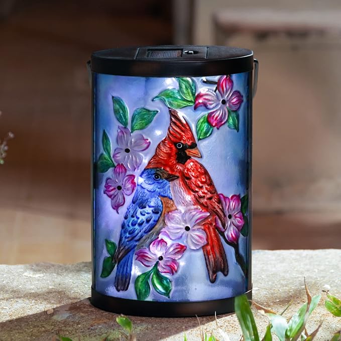 Hanging Solar Lantern Outdoor Bluebird Waterproof LED Cardinal Light Decorative Tabletop Lamp for Patio Garden Yard | Lumora