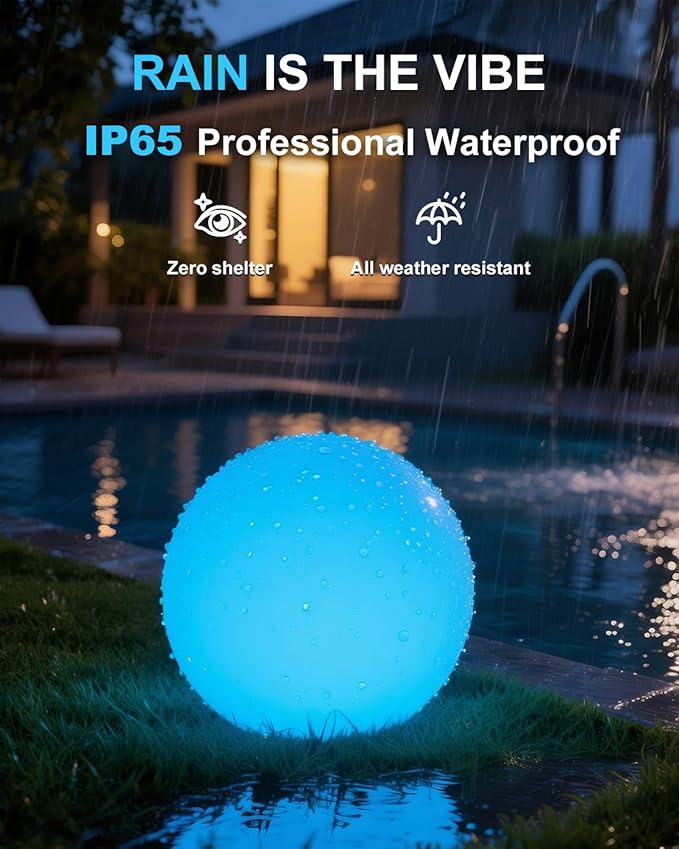 shumi 8-inch Solar Globe Lights Outdoor Waterproof, LED Solar Ball Light Outdoor 16 RGB Colors 4 Modes with Remote | Lumora