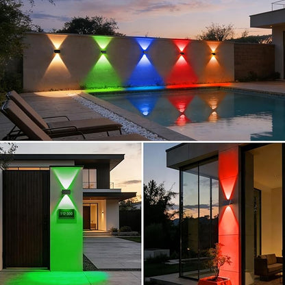 Solar Fence Lights Outdoor, 16-Pack Fence Lights Solar Powered with Up/Down Buttons, IP67 Waterproof for Outside, 120LM Auto Dusk to Dawn for Wall/Patio/Yard/Railing/Deck/Pathway (White & RGB)