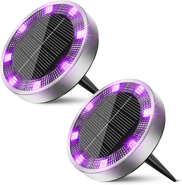 Peasur Solar Ground Lights Outdoor, 2 Pack Flat Solar Powered Disc Lights, IP68 Waterproof, Anti-Rust, Landscape | Lumora
