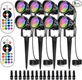 LED Low Voltage Landscape Lighting with Connectors RGB Landscape Spotlight Color Changing Remote Control Waterproof | Lumora
