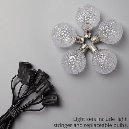 Wintergreen Lighting OptiCore Heavy Duty Patio Lights LED Lights Patio Lights String LED, Commercial LED Globe Lights (50 Lights, 50', E17, Warm White G50 Bulbs on Black Wire)
