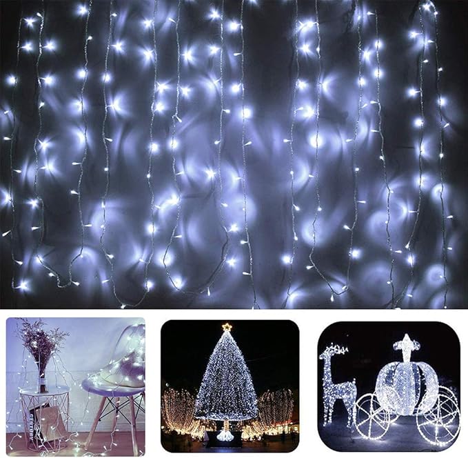 98FT 200 LEDs String Lights Waterproof Fairy Lights 8 Modes with Memory 30V Power Supply for Home, Garden, Wedding, Party, Christmas Decoration Indoor Outdoor (Cool White)