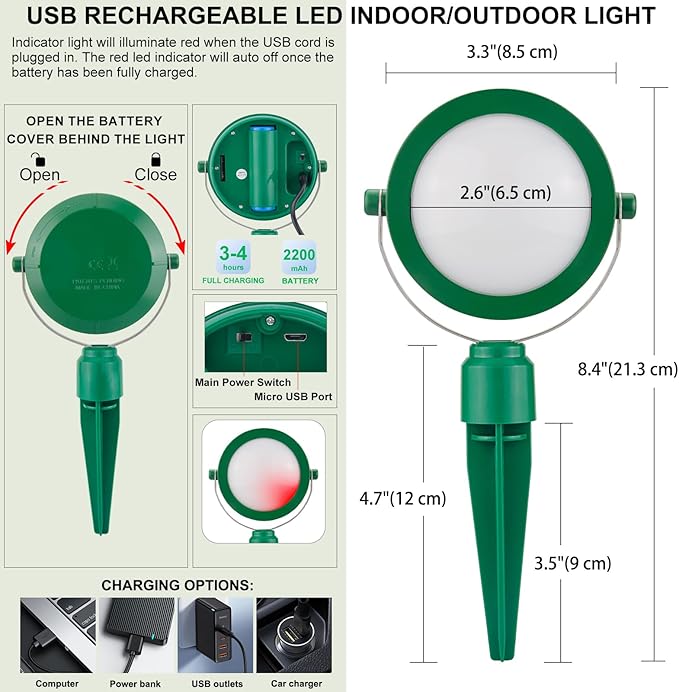 Cordless Landscape Light Rechargeable, Color Changing Garden Lighting, Waterproof Spotlight Outdoor with Remote, Used for Garden Bonsai Path Holiday Atmosphere Light Decoration