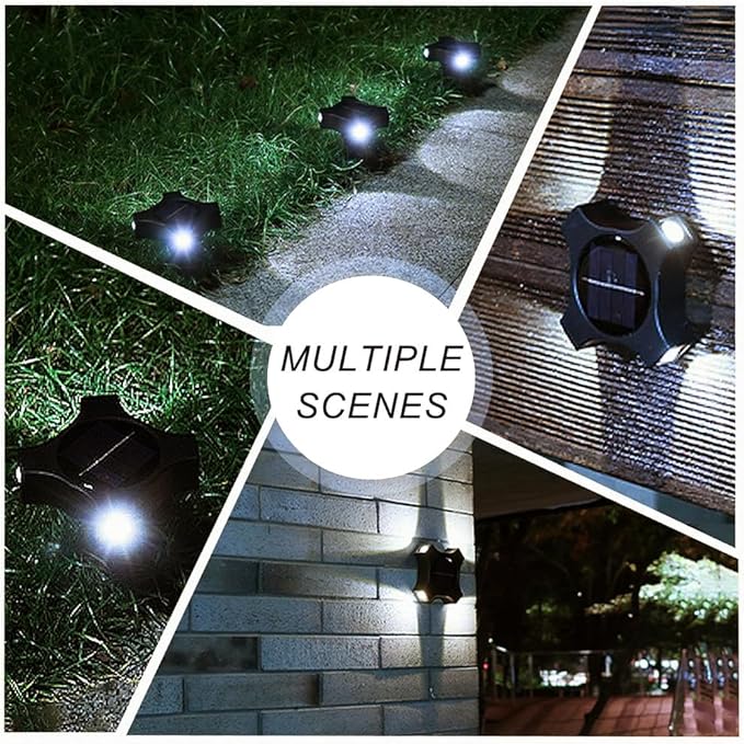 Solar Ground Lights Outdoor, IP65 Waterproof Landscape Lighting for Garden Patio Pathway Lawn Deck Cool White-Warm Light-RGB (White Light -4Pack)
