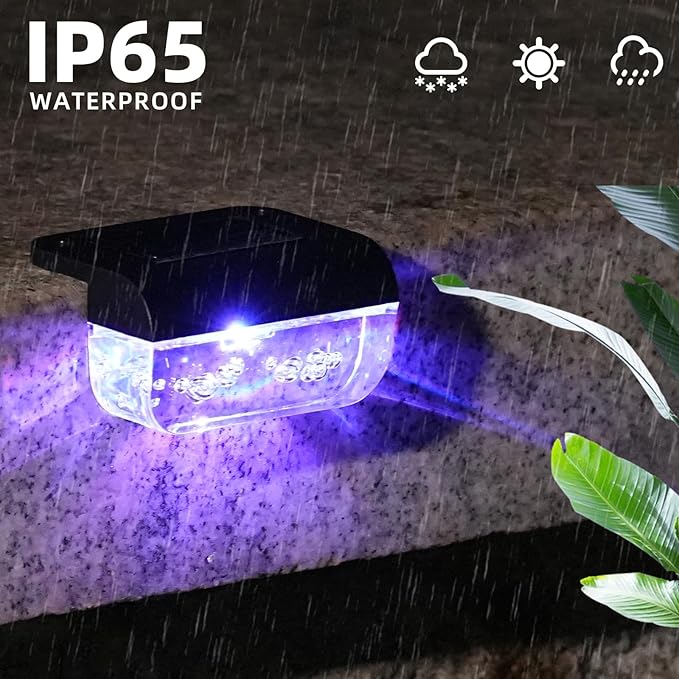 Solar Step Lights Outdoor, 8 Pack RGB Color Changing Christmas Solar Fence Lights, Waterproof Deck Lights for Outside, Step, Fence, Deck, Stair, Pool and Yard