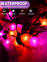 50ft Halloween Outdoor String Lights, G40 LED Halloween Globe Lights with 27 Frosted Orange and Purple Bulbs(2 | Lumora