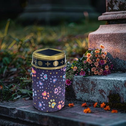 Solar Lights Purple Dog Paw for Outdoor ABS Material Cemetery Light Energy Conservation Grave Decorations Garden Memorial Gift