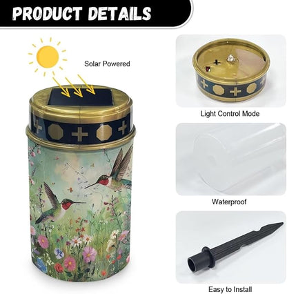 Hummingbird Cemetery Solar Lights Floral Solar Pathway Lights Landscape Solar Path Lights Solar Lights Outdoor Garden Cemetery Grave Decorations