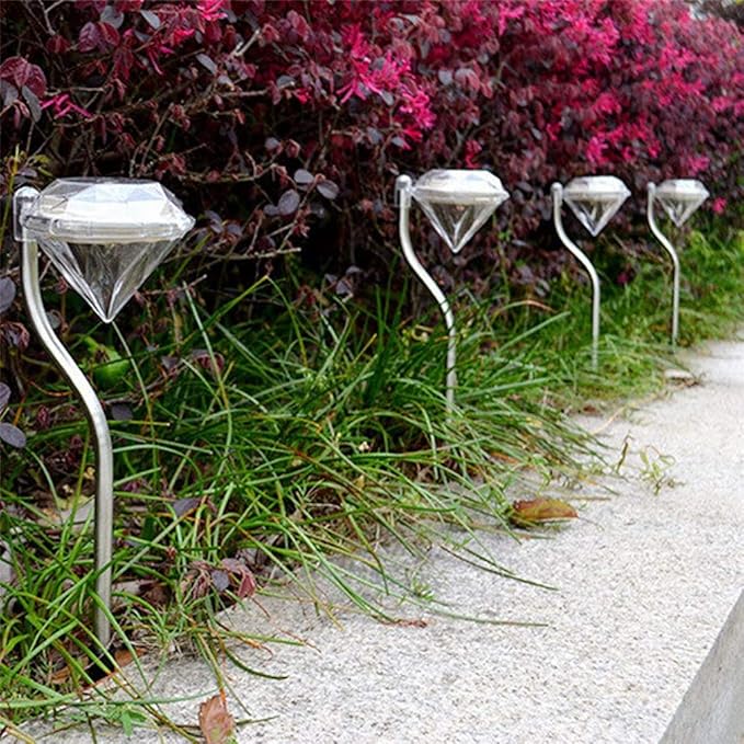 Ulalaza 4Pcs Solar Landscape Light Outdoot Stake Lights for Lawn Walkway Driveway Outdoor Yard Garden(Warm White)