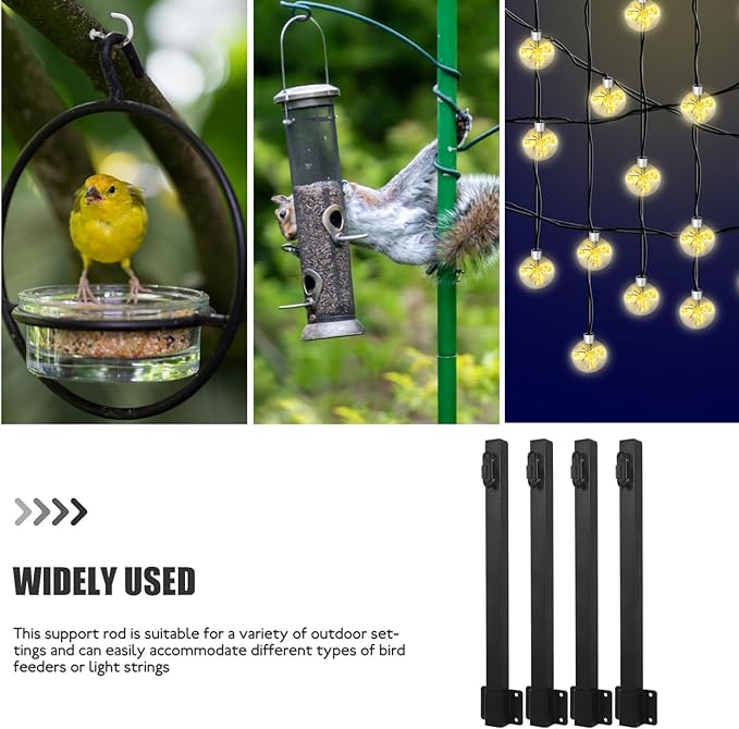 Angoily 4pcs Outdoor String Light Pole Support Rod Bird Feeder Stand for Terrace Fence | Lumora