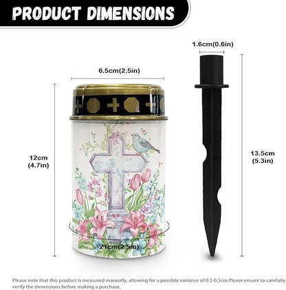 Generic Cross Floral Print Solar Light Outdoor Solar Garden Light Waterproof Dustproof Solar Light Landscape Path Light Cemetery Solar Light for Garden, Landscape, Path, Yard