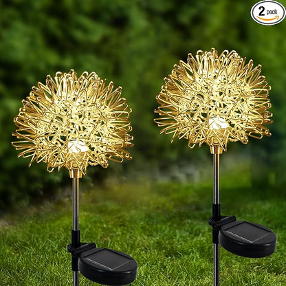 Solar Garden Lights Outdoor-2 Pack Decorative Light, Waterproof Solar Outdoor Lights Auto ON/Off Solar Lights for Garden Gifts for Pathway Party Christmas, Warmwhite