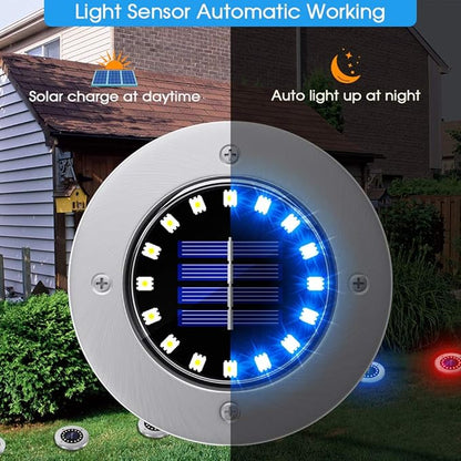 NFESOLAR Solar Outdoor Lights with 16 LEDs, Blue Color Bright Solar Ground Lights Outdoor Waterproof for Pathway Garden Yard Halloween Decorations (8 Pack)