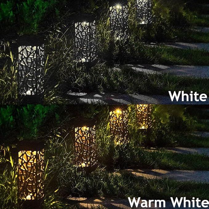 Uonlytech Solar Garden Lights Waterproof Hollow-Out Solar Ground Plug Light Landscape Lighting Decor for Pathway Lawn Patio Driveway 6PCS