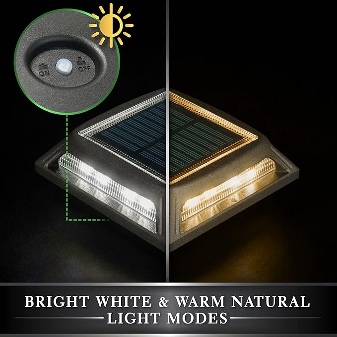 Classy Caps Muskoka Universal Solar Light, SLD505B, Warm and Cool Light Modes, Fits 3.5x3.5 & 4x4 Posts, Black Aluminum, Solar-Powered, Auto On, Durable Design, Ideal for Posts, Paths, Gardens