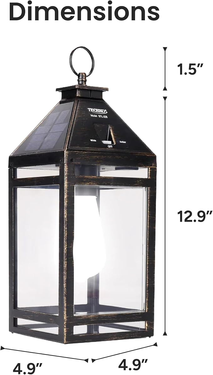 TECHKO STL-228 STL-228-1 Outdoor Solar Lantern, Edison Bulb