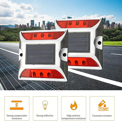 Wokyo 2PCS Solar Ground Lights, Waterproof Outdoor lamp Bolt Road Light for Entrance Driveway Road (Red)