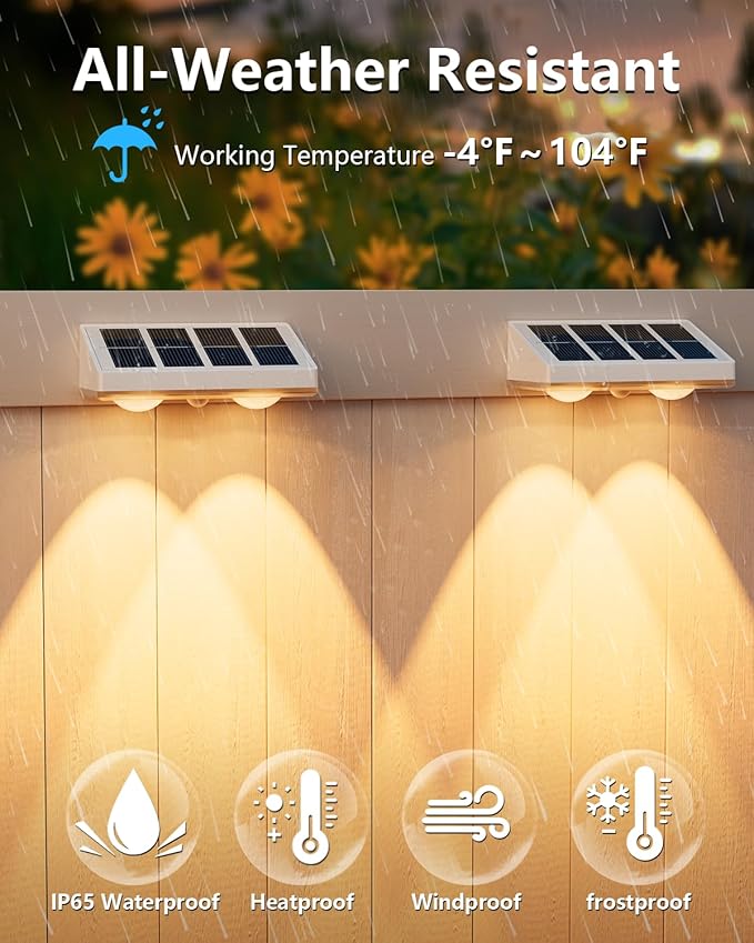 VOLISUN Solar Fence Lights, 16 Pack Solar Powered Fence Lights Outdoor with Warm White LED Spot Lens, IP65 | Lumora