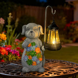 Solar Dog Garden Statue with Lantern – Waterproof Resin Outdoor Decor for Yard, Lawn, Flower Bed, Backyard, Front | Lumora