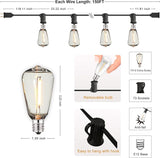 DAMAING Outdoor String Lights 150 FT Patio Lights String with 75 Dimmable ST38 Plastic LED Bulbs,Vintage | Lumora