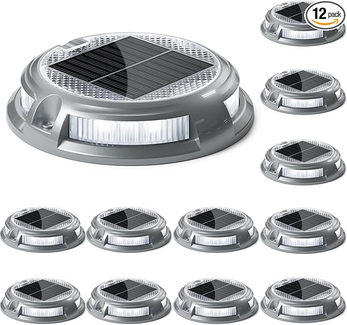 SIEDiNLAR Solar Driveway Lights Outdoor 16 LEDs 9 Modes, Dock Markers Deck Lights Waterproof Warning for Driveway | Lumora