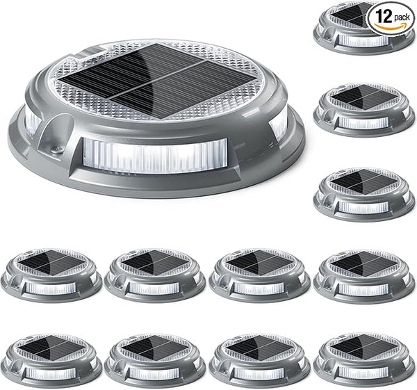 SIEDiNLAR Solar Driveway Lights Outdoor 16 LEDs 9 Modes, Dock Markers Deck Lights Waterproof Warning for Driveway | Lumora