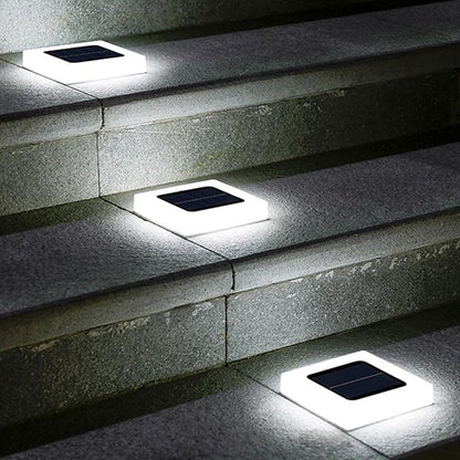 Pathway Lights Solar Powered Square Flat Solar Lights Outdoor Waterproof Solar Stair Light In Ground Landscape Lighting for Garden Lawn Patio Yard Walkway Night Lamp (White Light)