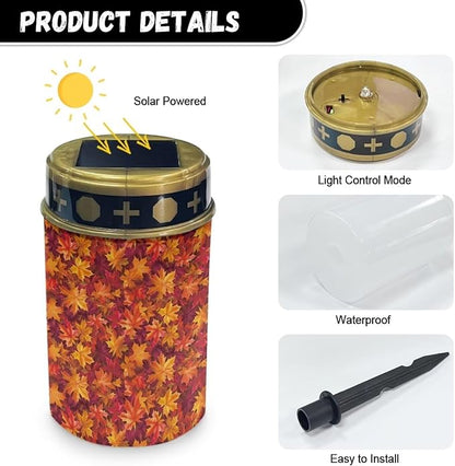 ZOUTAIRONG Red Maple Leaves Solar Light for Cemetery Grave 4 Pack Solar Garden Lights Pathway Lights Solar Powered Solar Pathway Lights Outdoor Cemetery Solar Lights for Grave Solar Lights