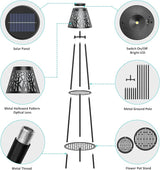 MXwcy 2 Pack Metal Solar Floor Lights Outdoor with Plant Stands, 45.5'' Solar Powered Street Lights, for Garden | Lumora