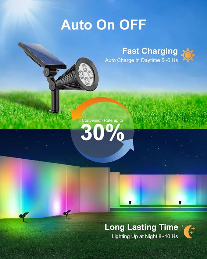 4 Pack Color Change Solar Spotlights Outdoor for Christmas Decorations, Tree, Snowman, Santa Claus, Elk Statue | Lumora