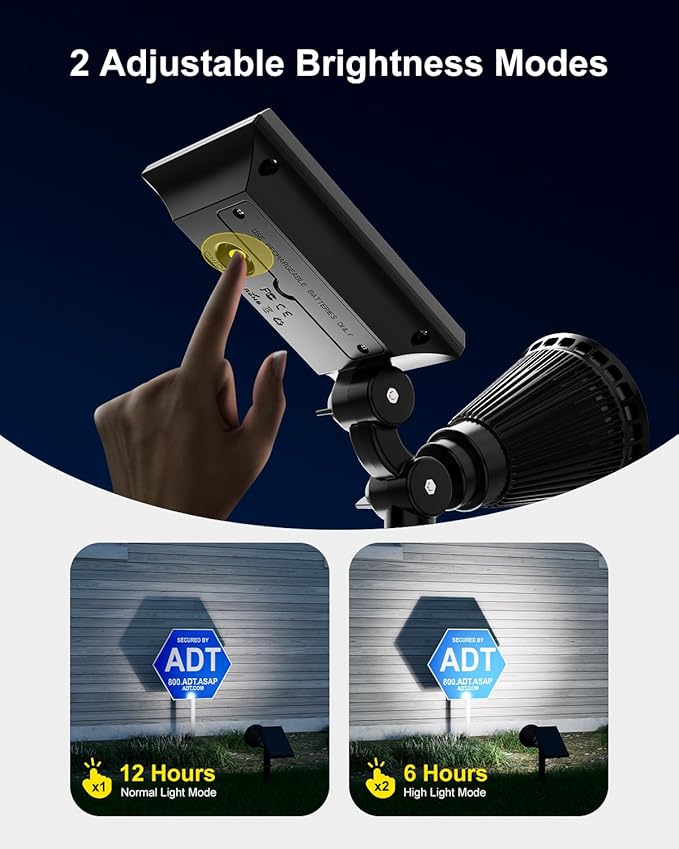 2 Pack Solar Spotlights Outdoor Waterproof for Flag, Tree, Statue, Number Sign, Plant Pot, Bright LED Outside | Lumora