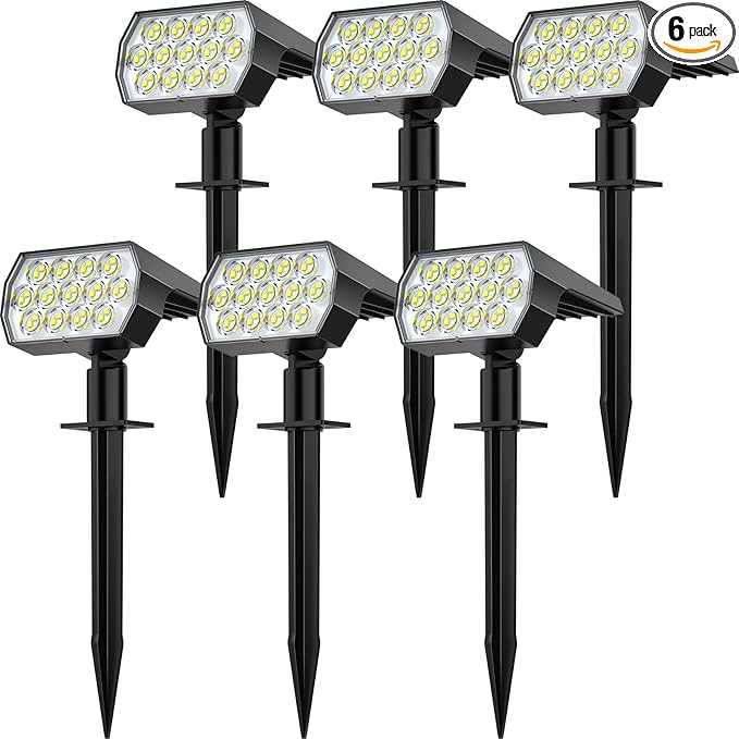 Solar Spot Lights Outdoor Waterproof IP65, [6 Pack/52 LED] 2-in-1 Solar Landscaping Spotlights, 3 Lighting Modes | Lumora