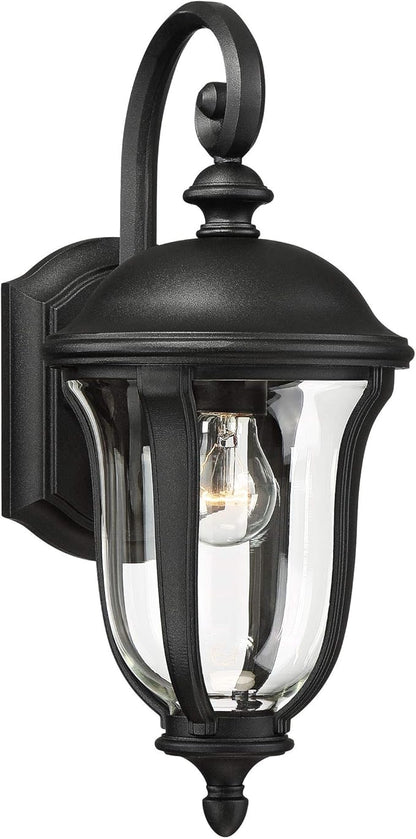 John Timberland Park Sienna Vintage Outdoor Wall Light Fixture Black 16 3/4" Clear Glass Scrolling Downbridge for Exterior House Porch Patio Outside Deck Garage Yard Front Door Garden Home