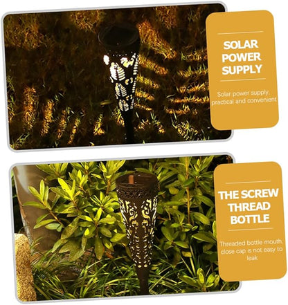4pcs Solar Pathway Lights Outdoor Waterproof Solar Lawn Garden Yard Patio Decorative LED Warm Light Plastic Hollow Design