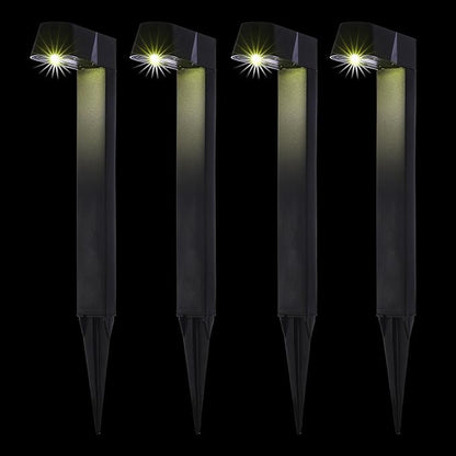 Alpine Corporation 18" H Outdoor Solar Modern Pathway Lights, Waterproof Cool White LEDs, Matte Black - Set of 4