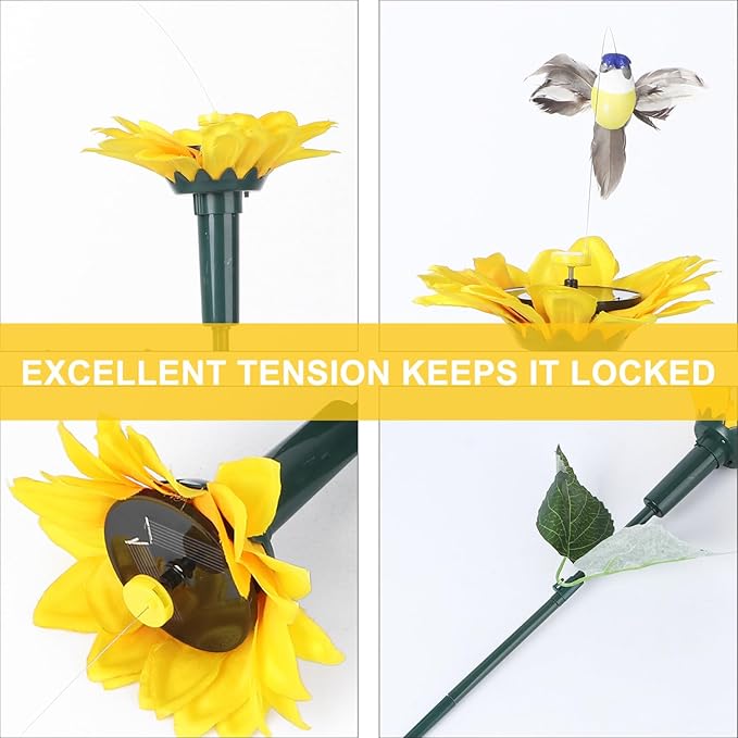 2 Pcs Hummingbird Flying Simulation Solar Hummingbird Garden Stakes Decorative Fluttering Hummingbirds Yard Decorations for Patio Outdoor Decorations