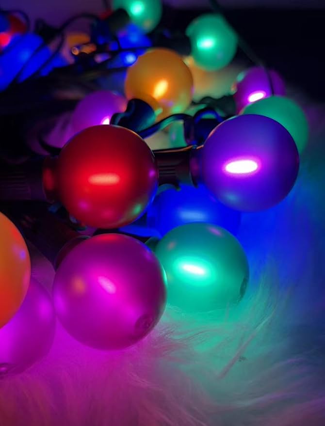 50Ft G40 Globe String lights Outdoor, Frosted Multicolor Christmas Lights with 27 Shatterproof LED Bulbs, Hanging | Lumora