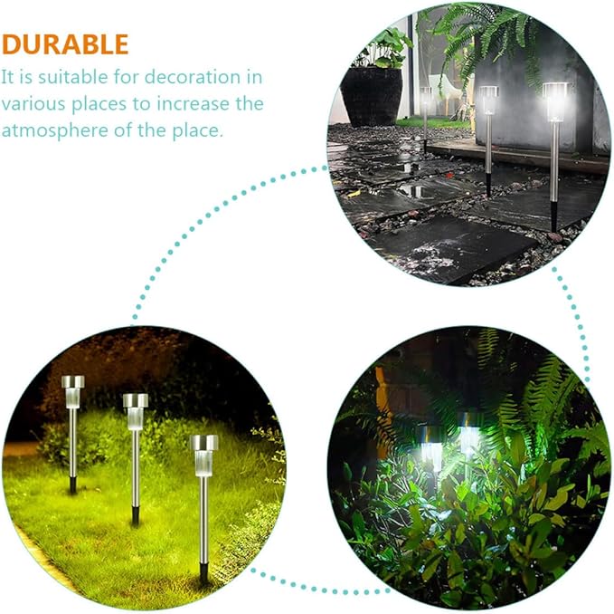 6pcs Solar Path Lights Outdoor Yard Garden Landscape Lamps 55 Stainless Steel White Light Waterproof for Lawn and | Lumora