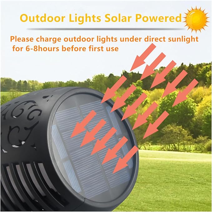 Solar Outside Torch Lights, Outdoor LED Flickering Flame for Garden Decor - 6 Pack, Waterpoorf Landscape Auto On Off Solar Powered Lights for Patio Lawn Yard Driveway Pathway