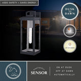VAXCEL Kinzie Outdoor Porch Light, 6" W x 16.75" H Black Outdoor Lantern, Modern Dusk to Dawn Wall Light for Porch | Lumora