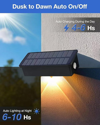 Fence Lights Solar Powered Outdoor Waterproof Outside Wall LED Landscaping Lamp 12 Pack for Yard, Deck, Patio, Rail, Garage, Pool, Balcony, Energy Efficient Warm White Safety and Ambiance,Easy Install