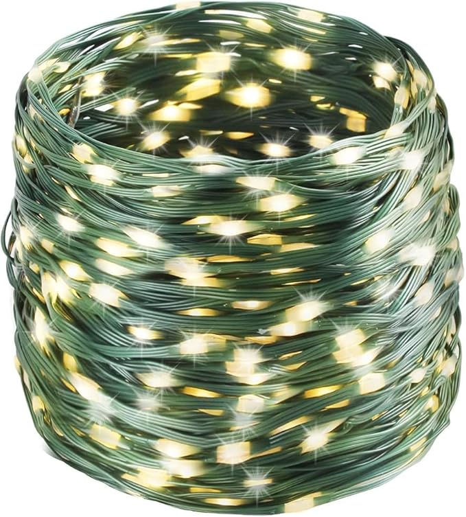 Tcamp 306FT 1000 LED Christmas Lights, 8 Modes Christmas Tree Lights with Timer Memory Function, Green Wire Starry Fairy String Light for Tree Halloween Outdoor Indoor Decor (Warm White)