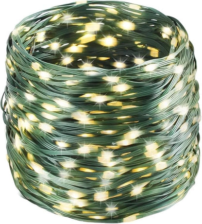Tcamp 306FT 1000 LED Christmas Lights, 8 Modes Christmas Tree Lights with Timer Memory Function, Green Wire Starry Fairy String Light for Tree Halloween Outdoor Indoor Decor (Warm White)