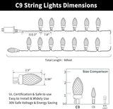 ZAIYW C9 Christmas String Lights 66ft 100 LED Strawberry Lights UL Plug C9 String Lights Green Wire Waterproof for | Lumora