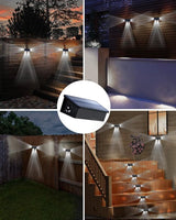 12 Pack 3-Side Solar Fence Lights Outdoor Waterproof with Cool White LED Spot Lens, for Wall, Deck, Patio, Yard | Lumora